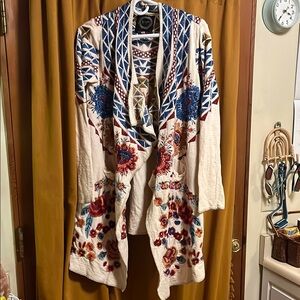 Johnny Was Biya Floral Embroidered Cardigan
